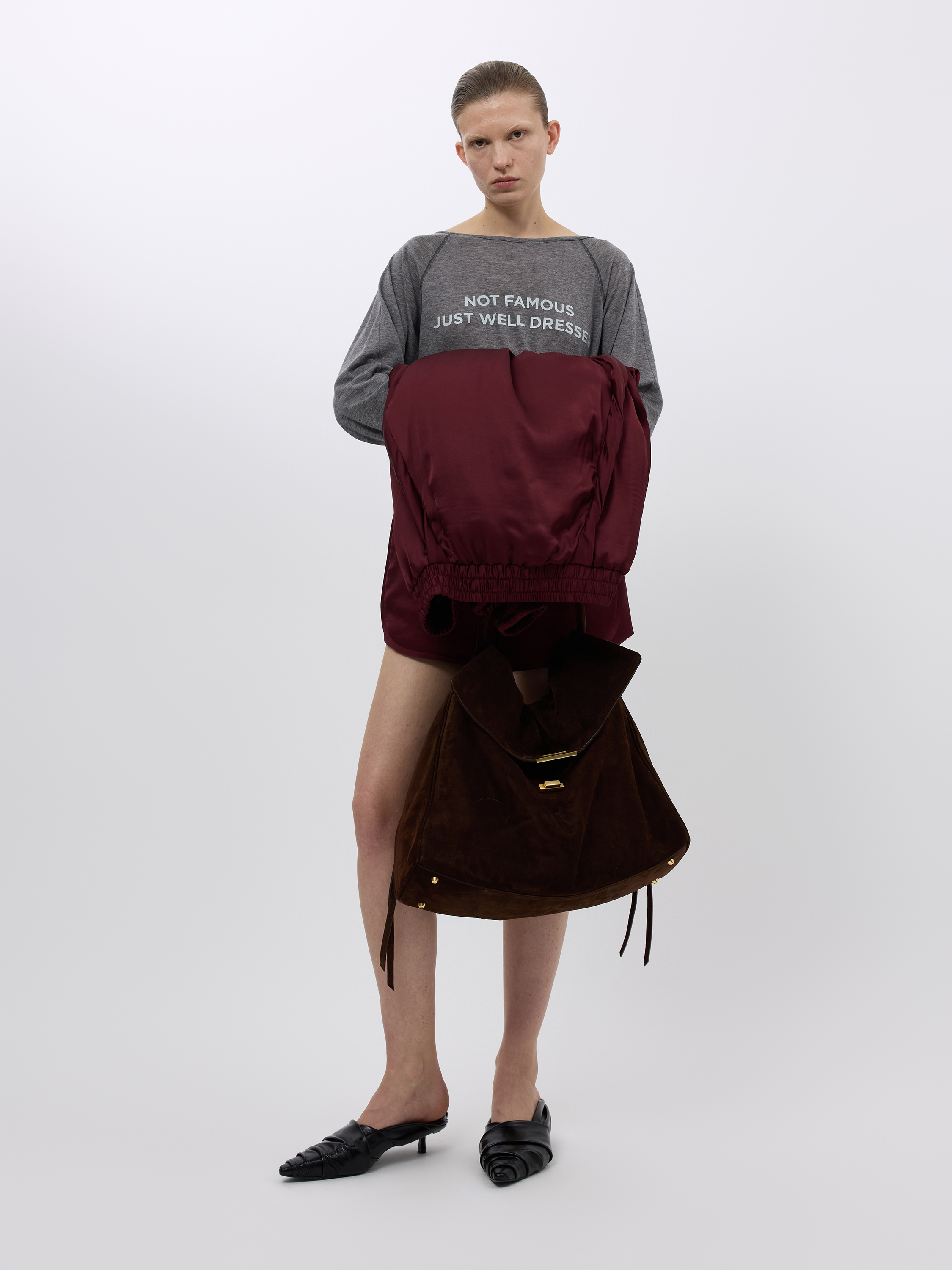 SUEDE SLOUCHY MAXI SHOULDER BAG (W26AC12131BR)