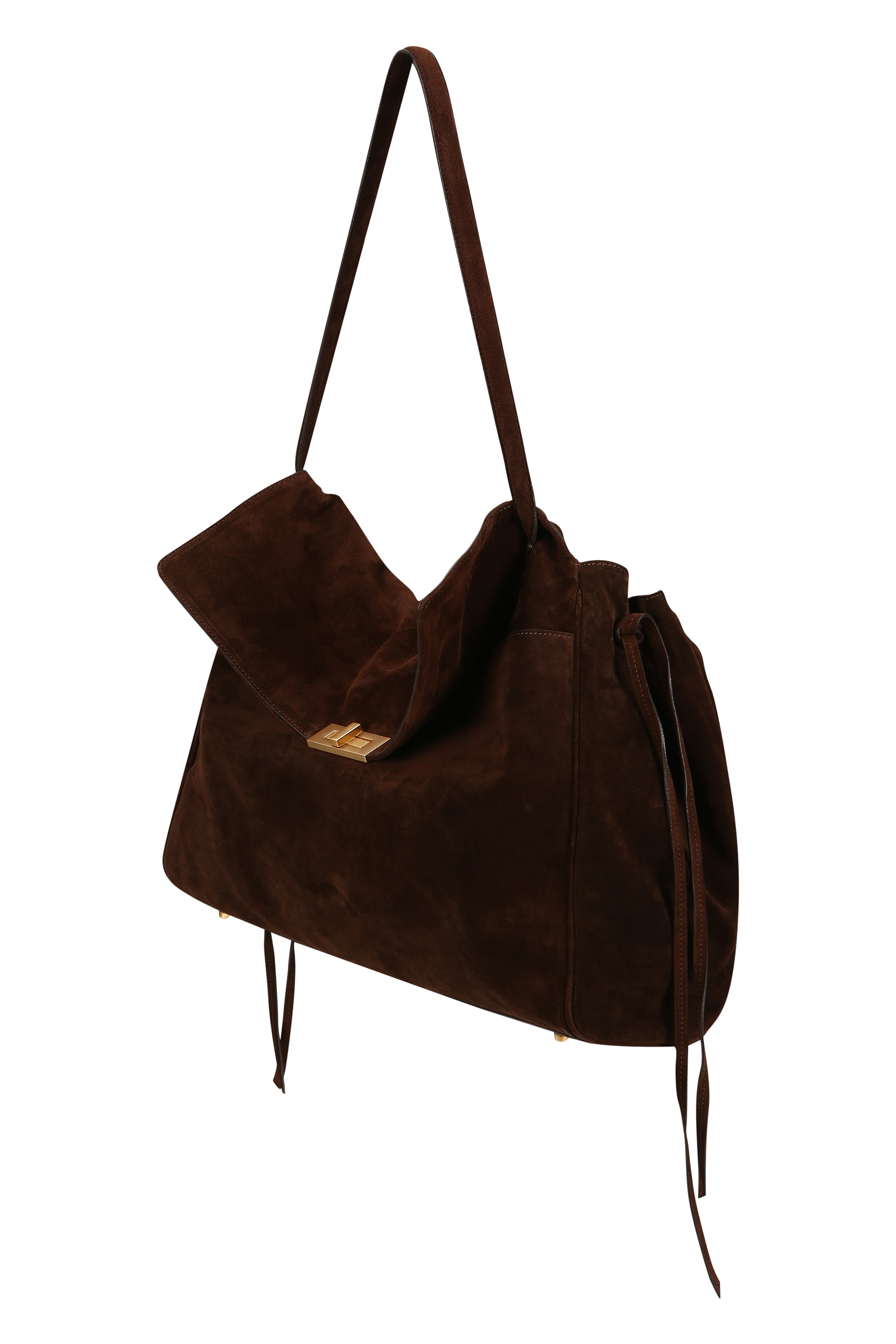 SUEDE SLOUCHY MAXI SHOULDER BAG (W26AC12131BR)
