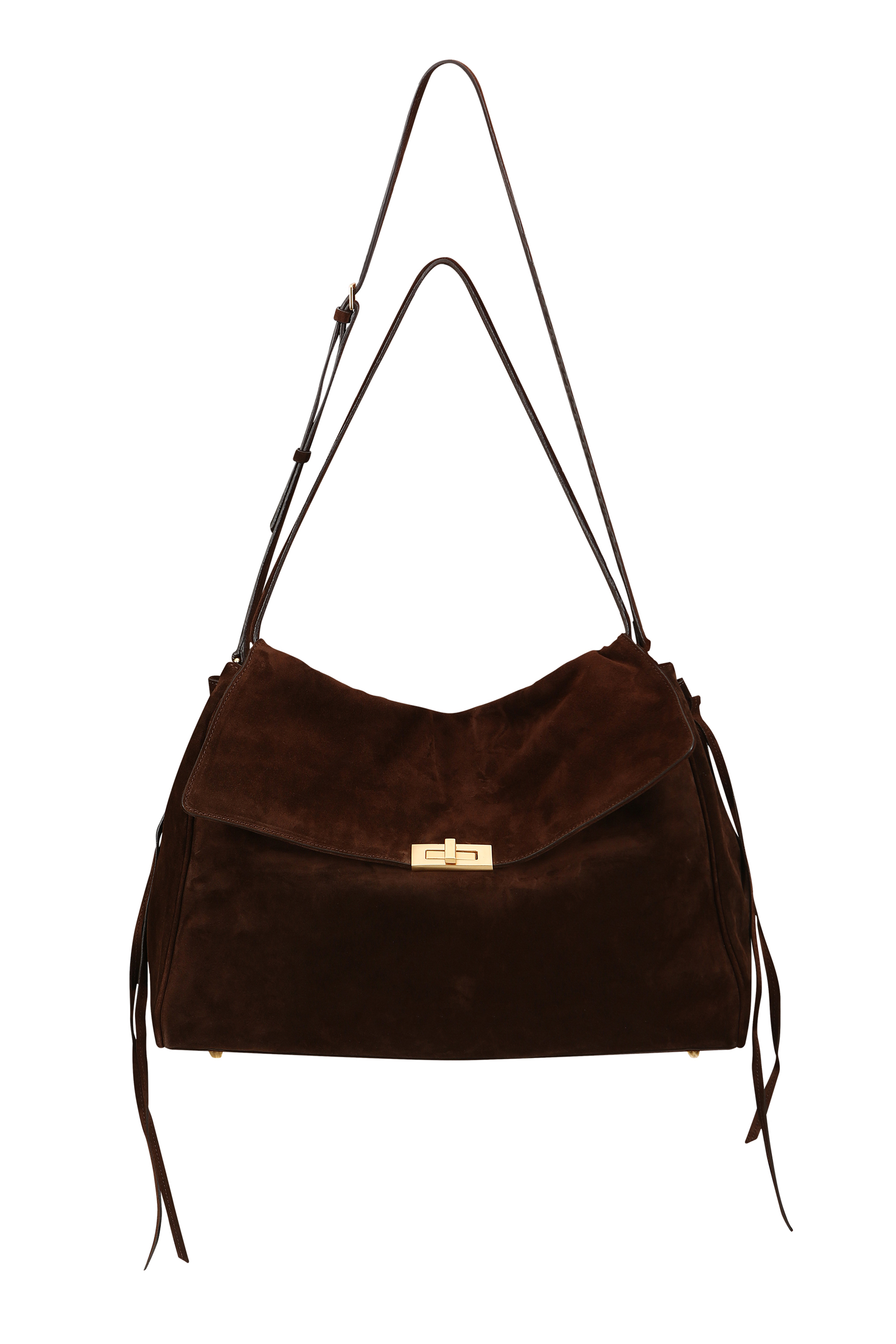 SUEDE SLOUCHY MAXI SHOULDER BAG (W26AC12131BR)