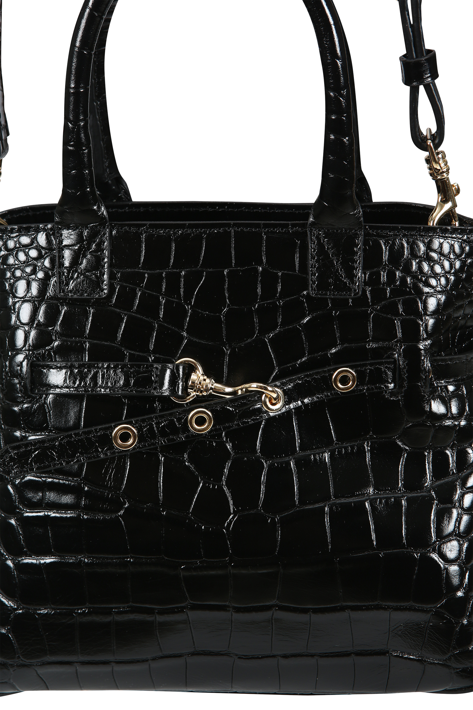 CROC-EMBOSSED MINI TOTE (W26AC12251BK)