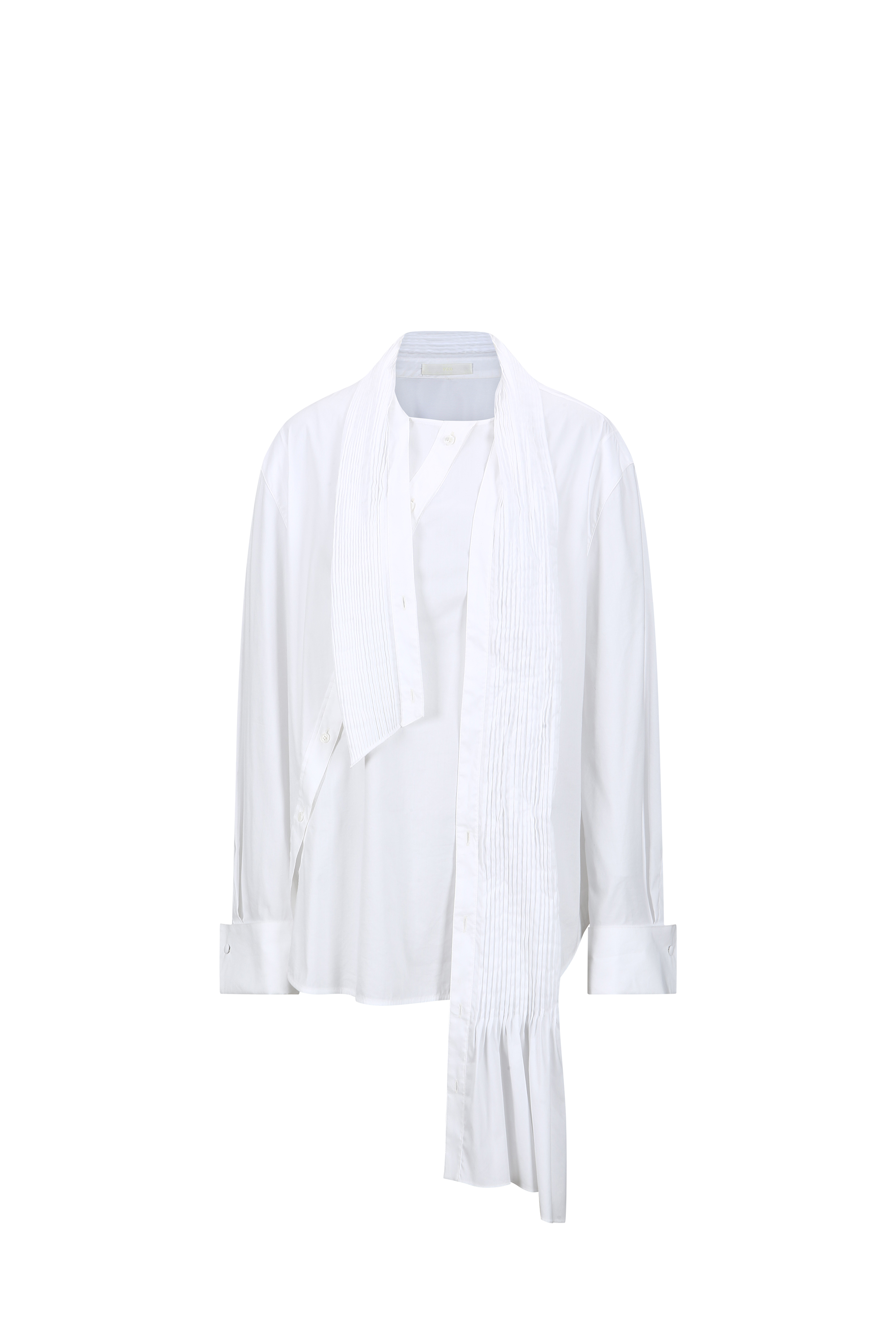 PLEATED RIBBON SCARF DETAIL SHIRT (W26BL4021WH)