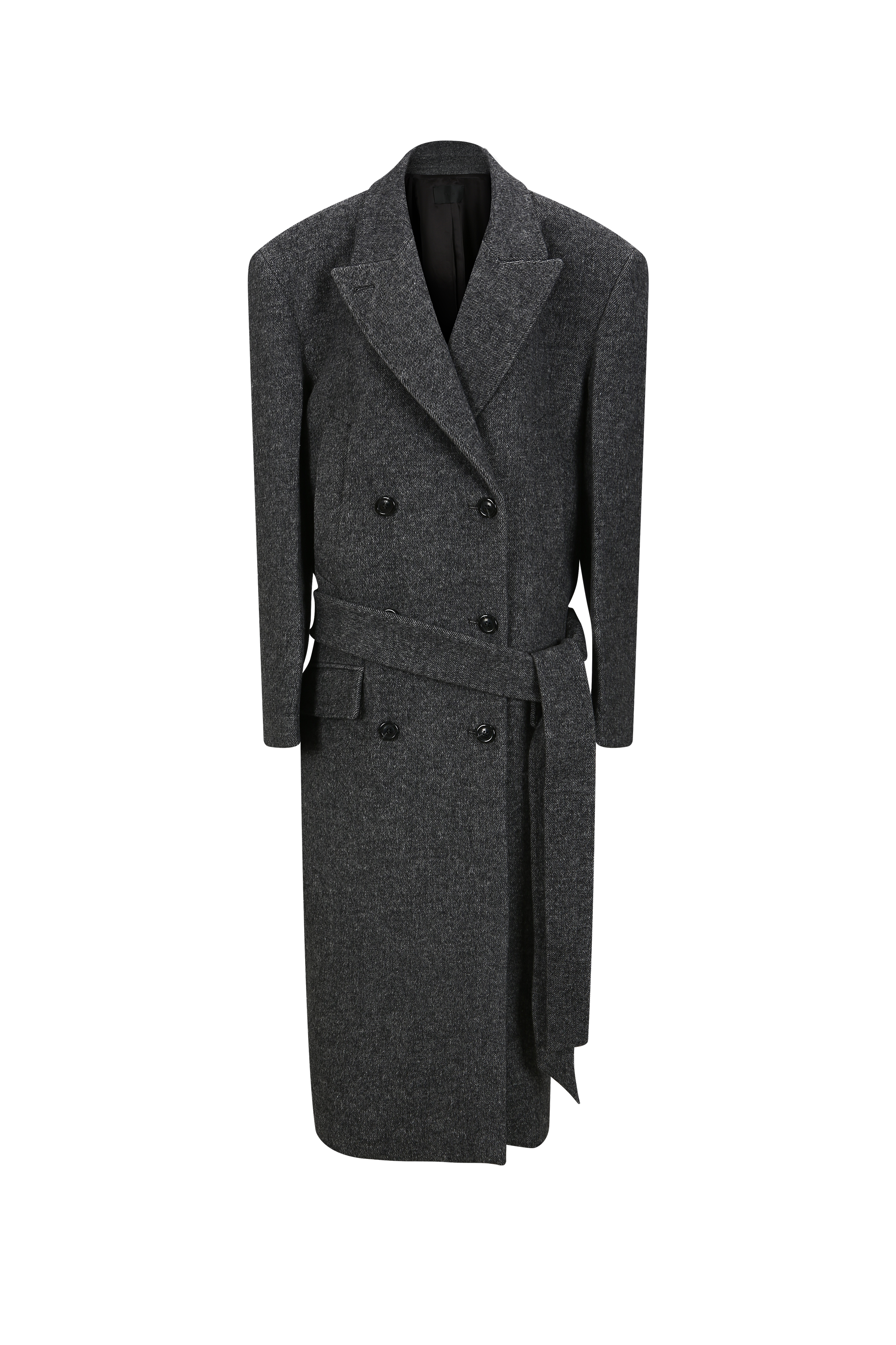 BELTED DOUBLE-BREASTED WOOL COAT (W26CT1051GY)