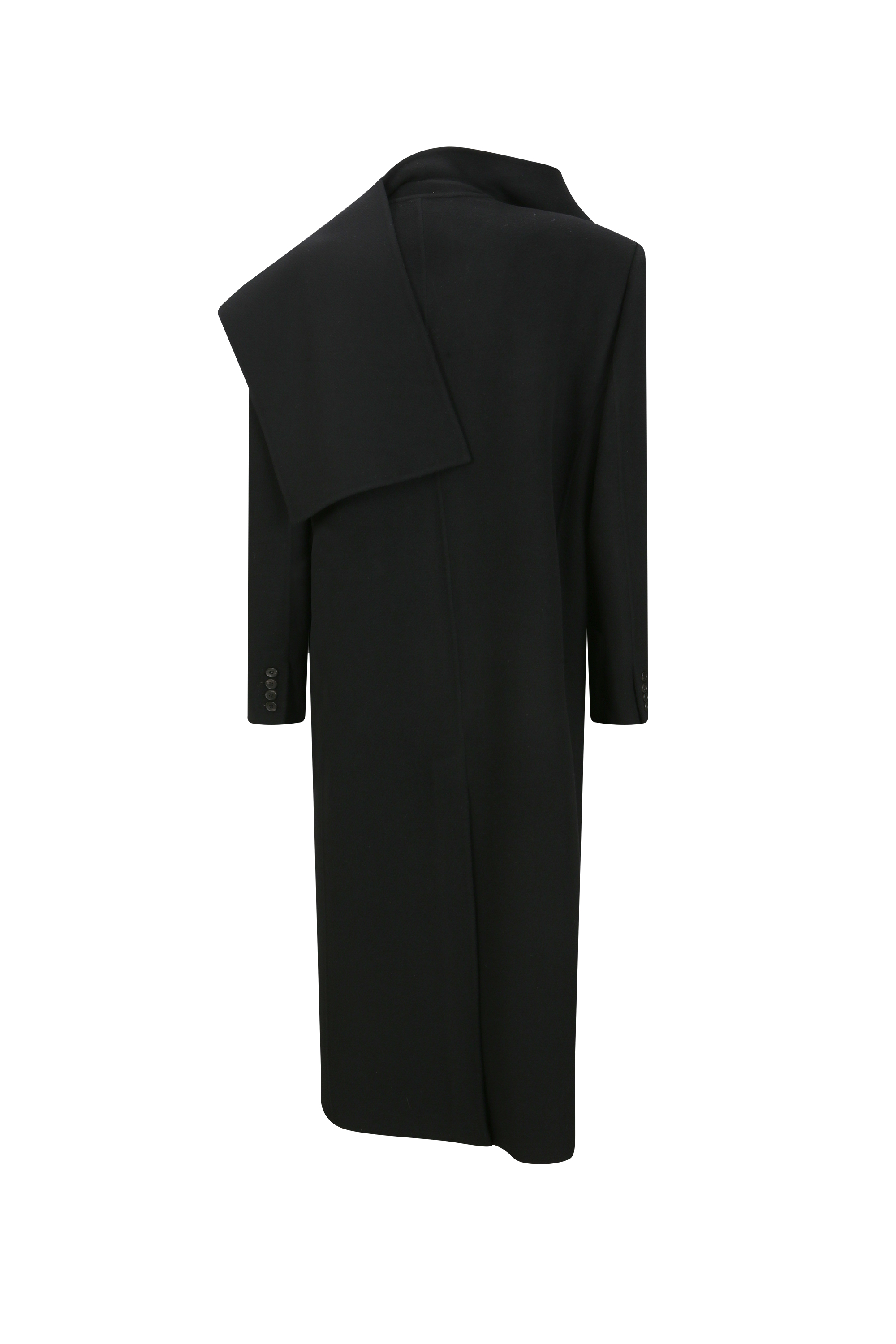 WOOL CASHMERE DRAPED NECK COAT (W26CT1071BK)