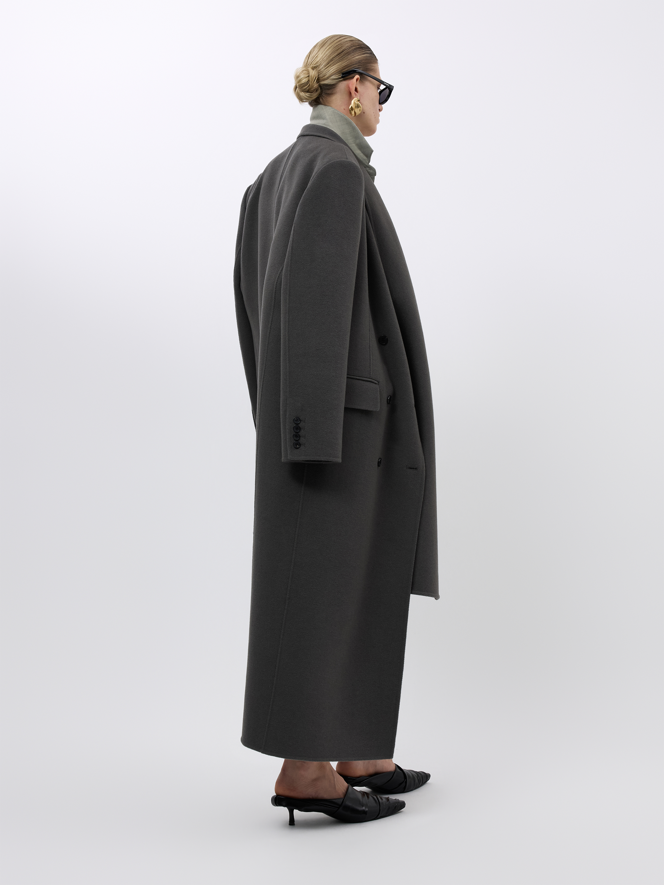 WOOL CASHMERE DRAPED NECK COAT (W26CT1071GY)