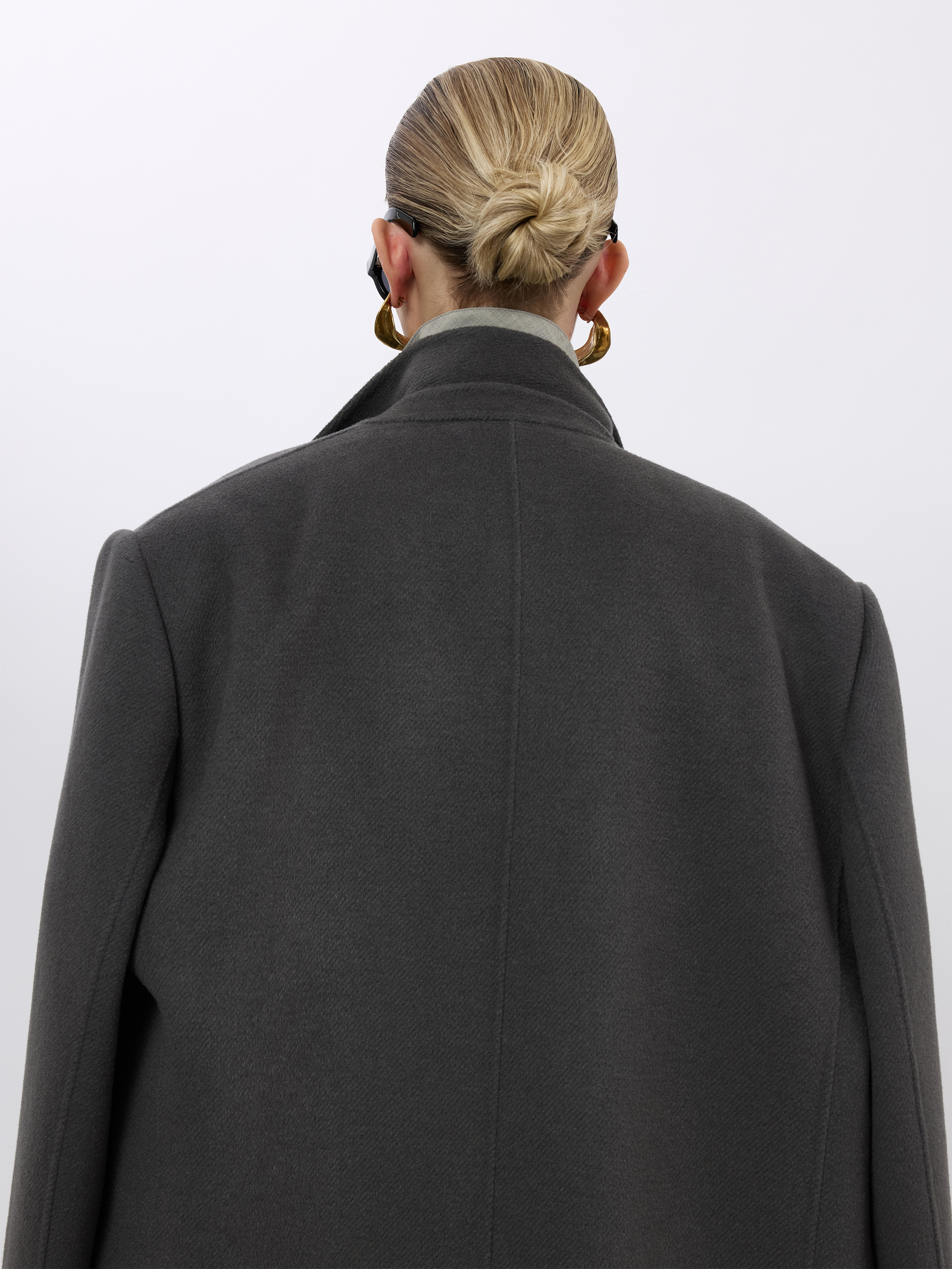 WOOL CASHMERE DRAPED NECK COAT (W26CT1071GY)
