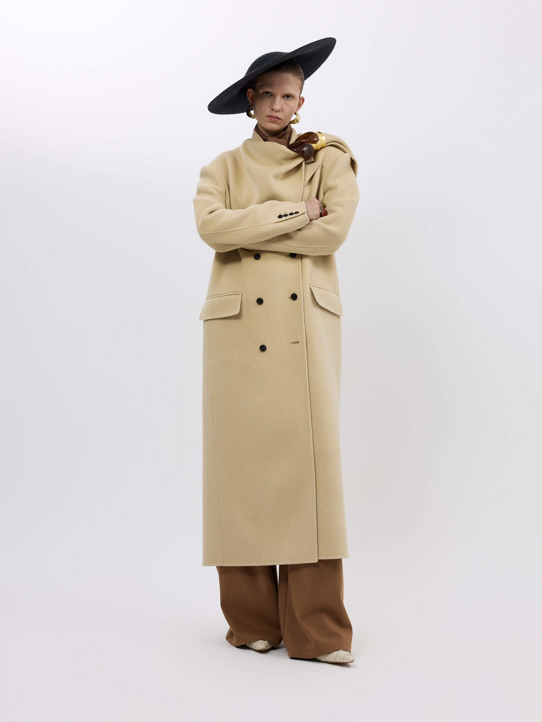 WOOL CASHMERE DRAPED NECK COAT (W26CT1071YL)