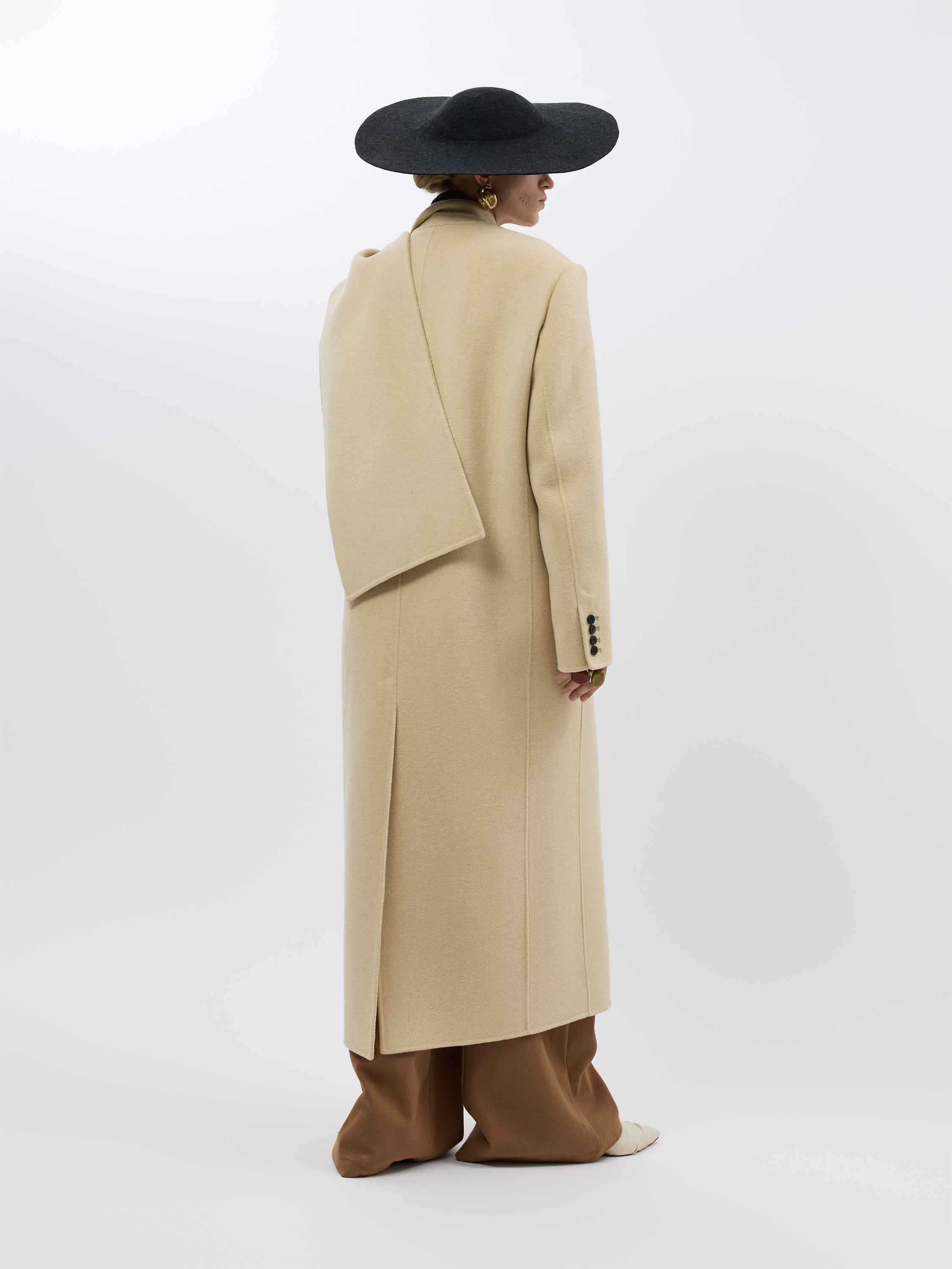 WOOL CASHMERE DRAPED NECK COAT (W26CT1071YL)