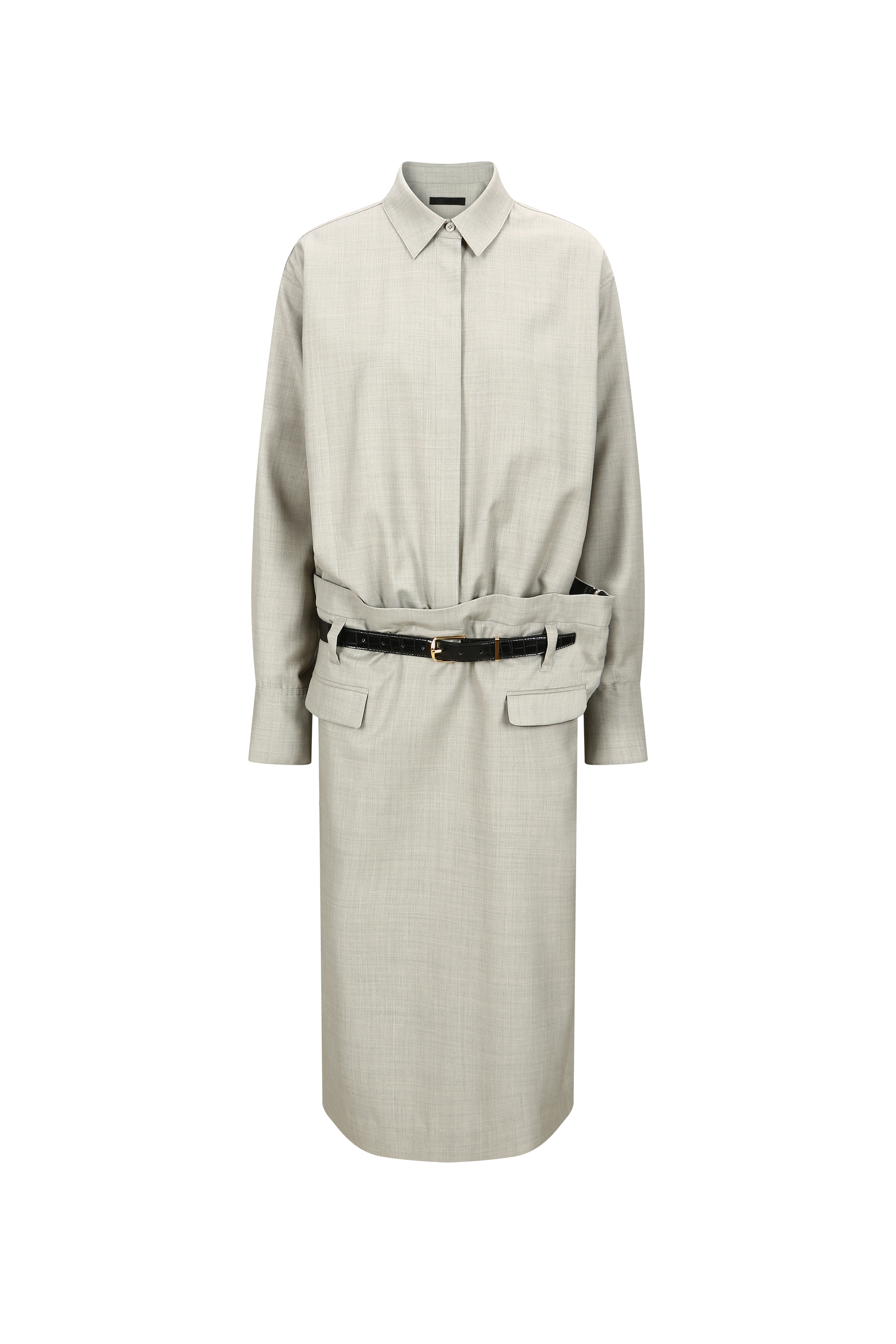 SHIRT DETAIL MIDI DRESS (W26DJ7062GY)