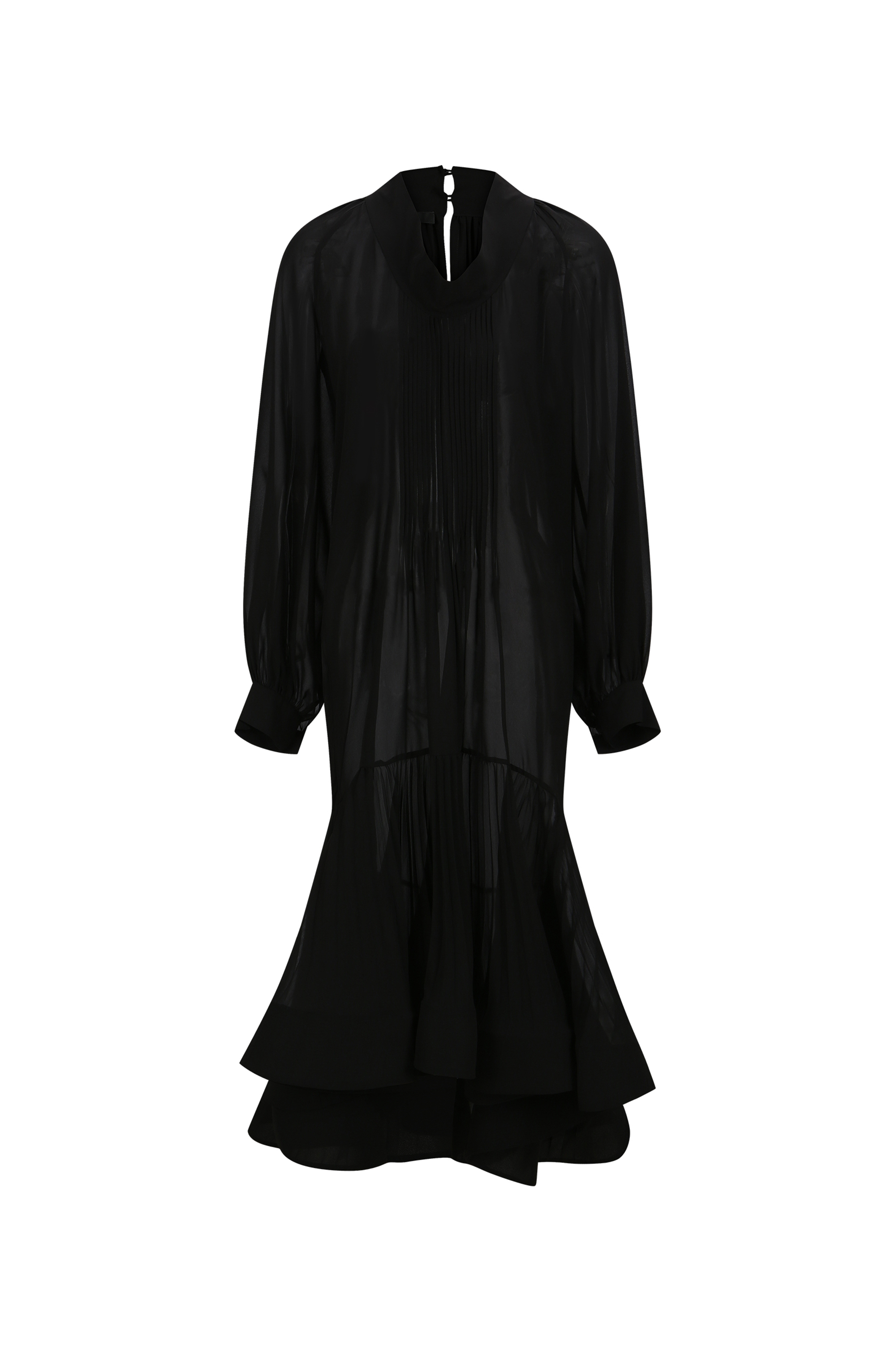 SHEER PLEATED LONG DRESS (W26DJ7091BK)