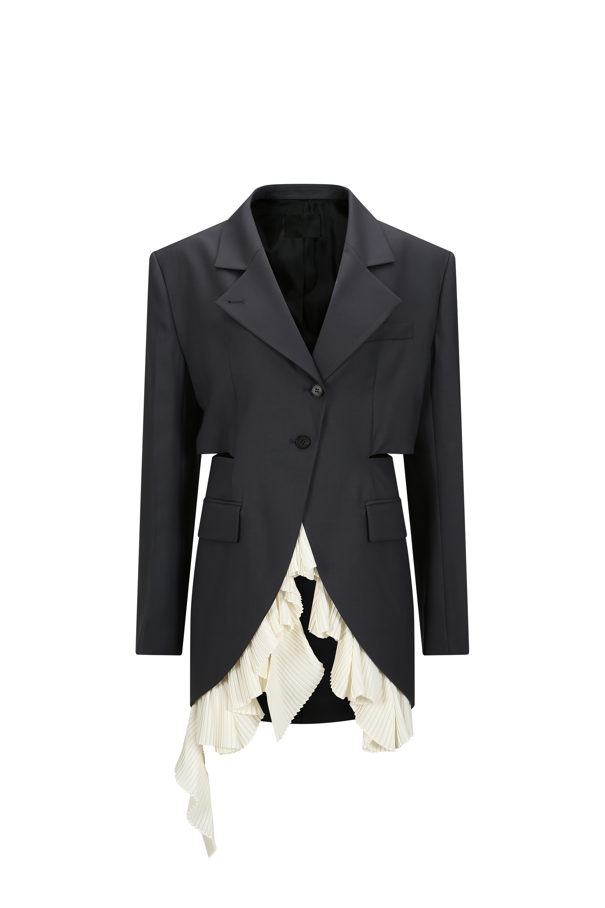 PLEATED LAYERED CUT OUT JACKET (W26JK2042GY)