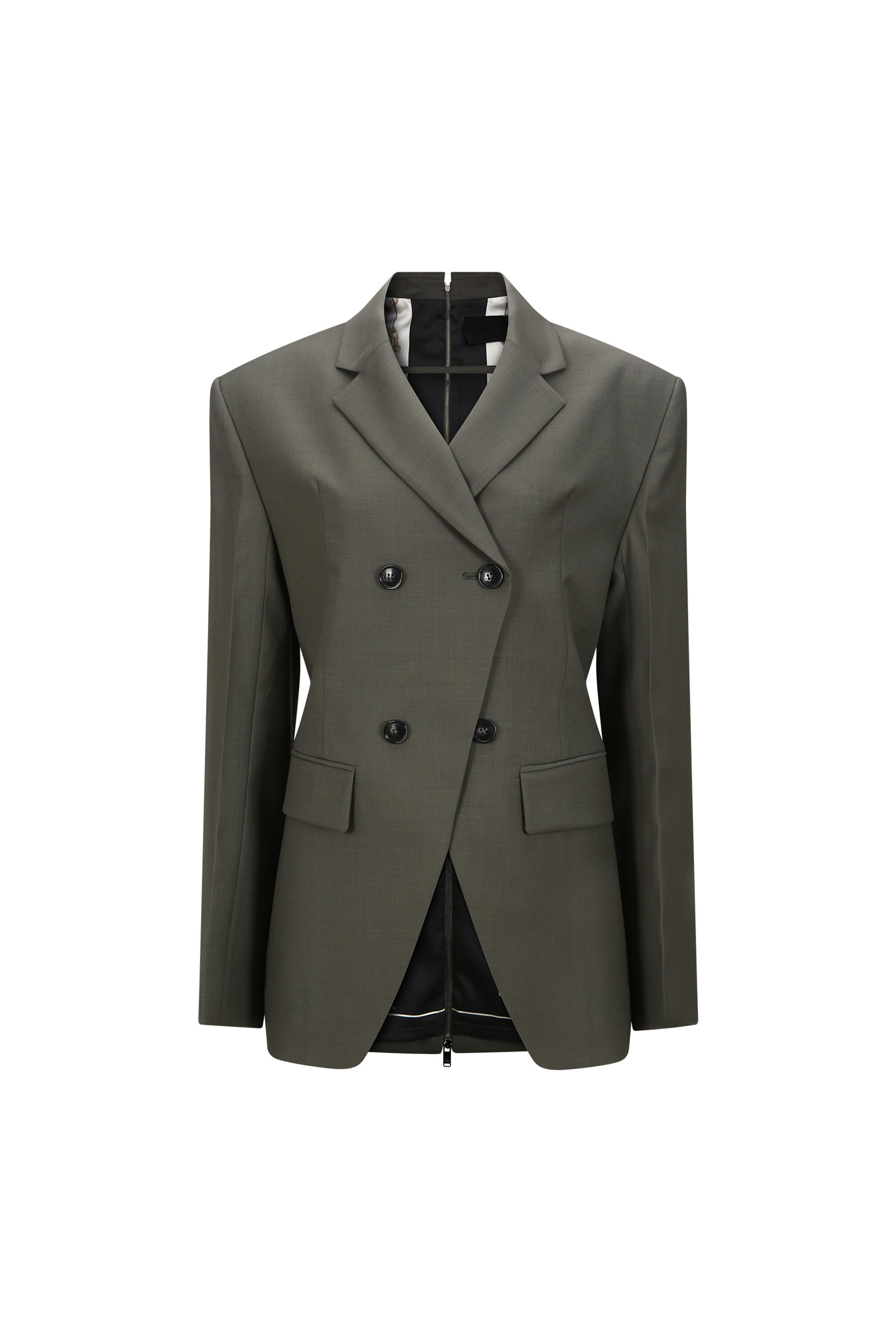 BACK ZIP DOUBLE-BREASTED JACKET (W26JK2071KK)