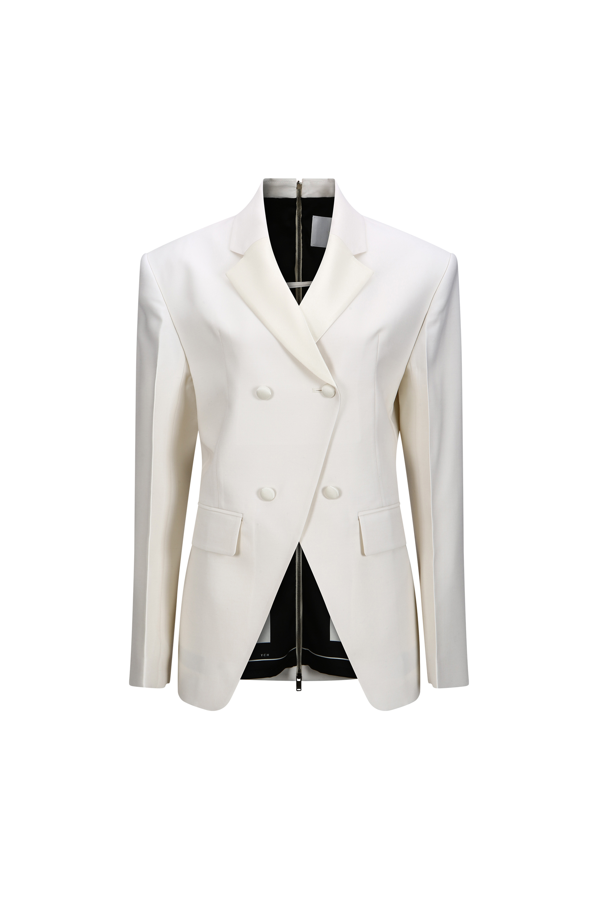 BACK ZIP DOUBLE-BREASTED JACKET (W26JK2073IV)