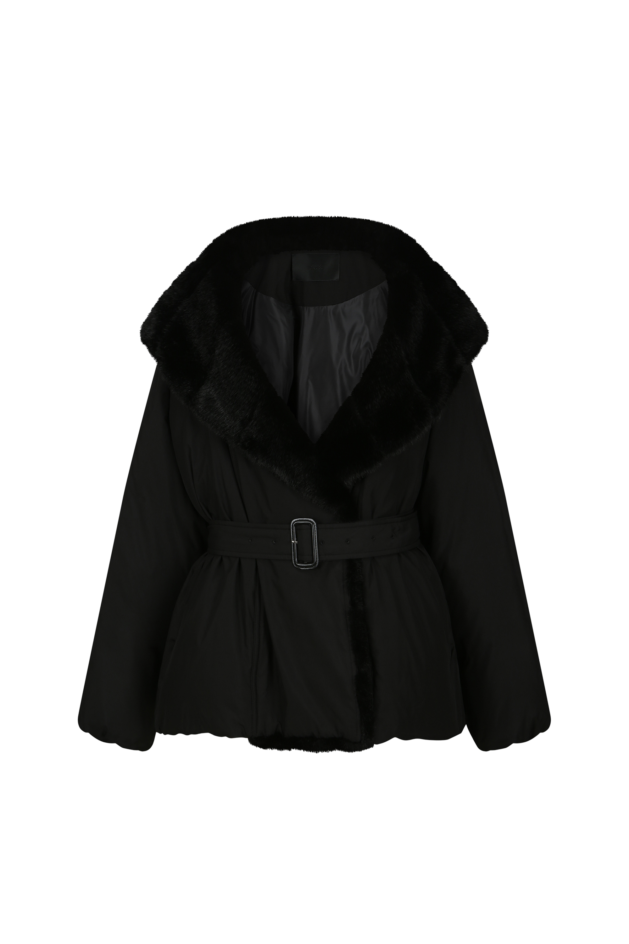 DOUBLE FUR COLLAR GOOSE DOWN (W26OT0041BK)