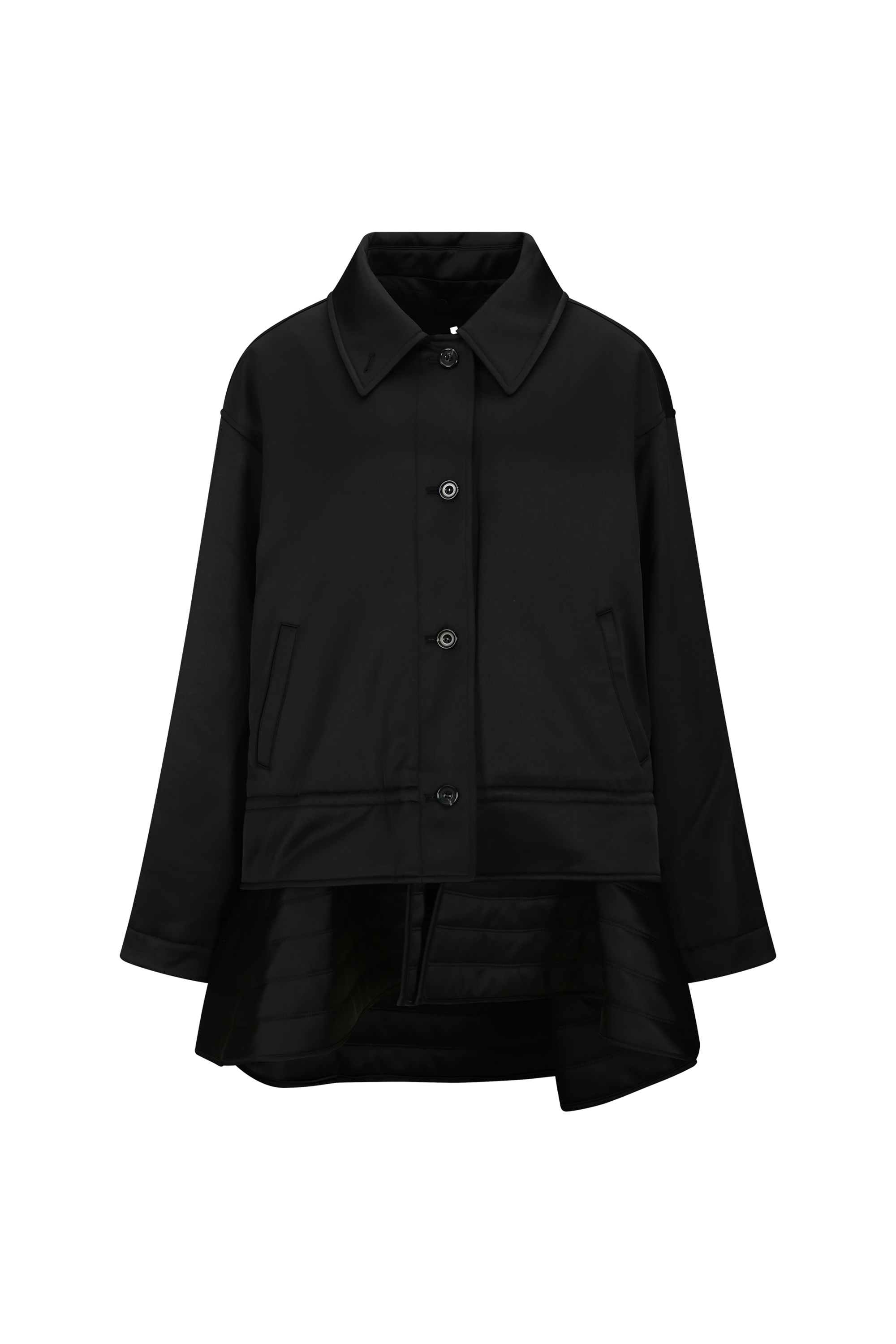 GATHERED-WAIST PADDED BUTTON JACKET (W26OT0051BK)