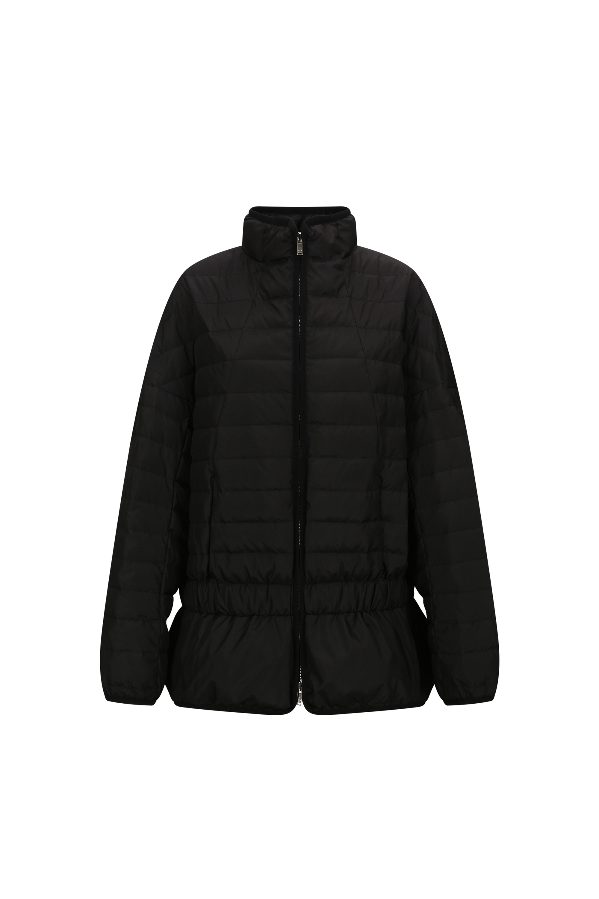 GATHERED-WAIST PADDED ZIP JACKET (W26OT0131BK)