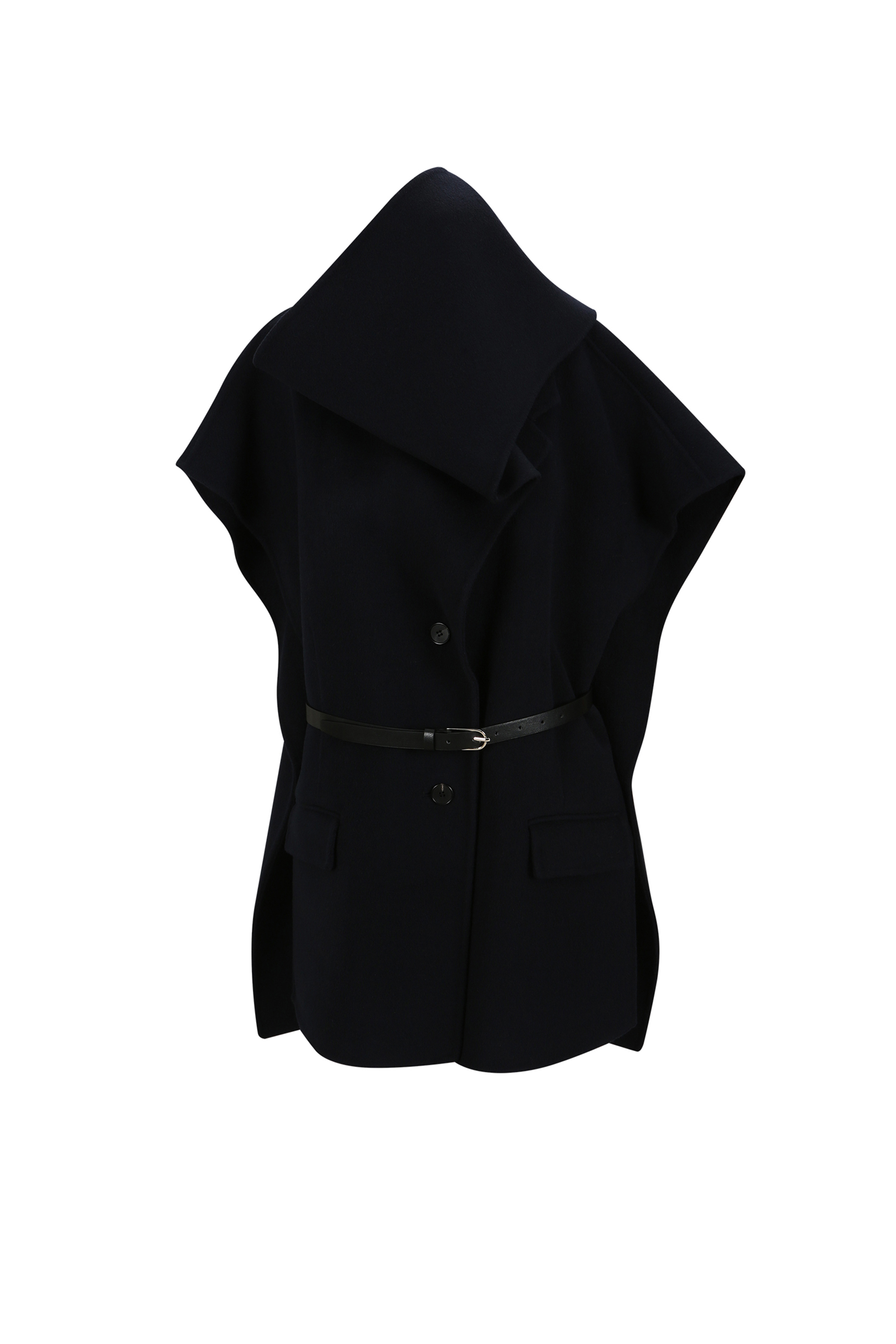 WOOL CASHMERE DRAPED CAPE COAT (W26OT0141NV)