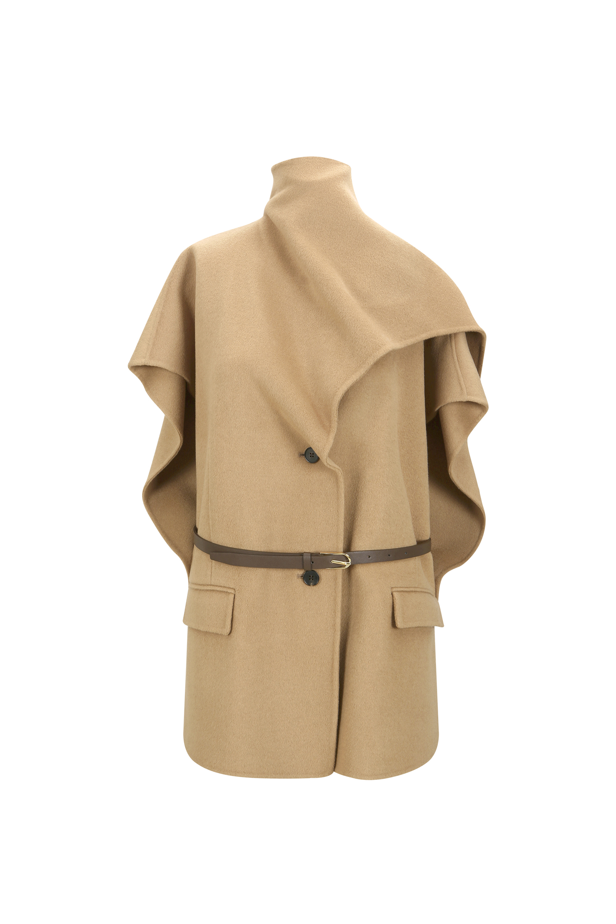 WOOL CASHMERE DRAPED CAPE COAT (W26OT0142CM)