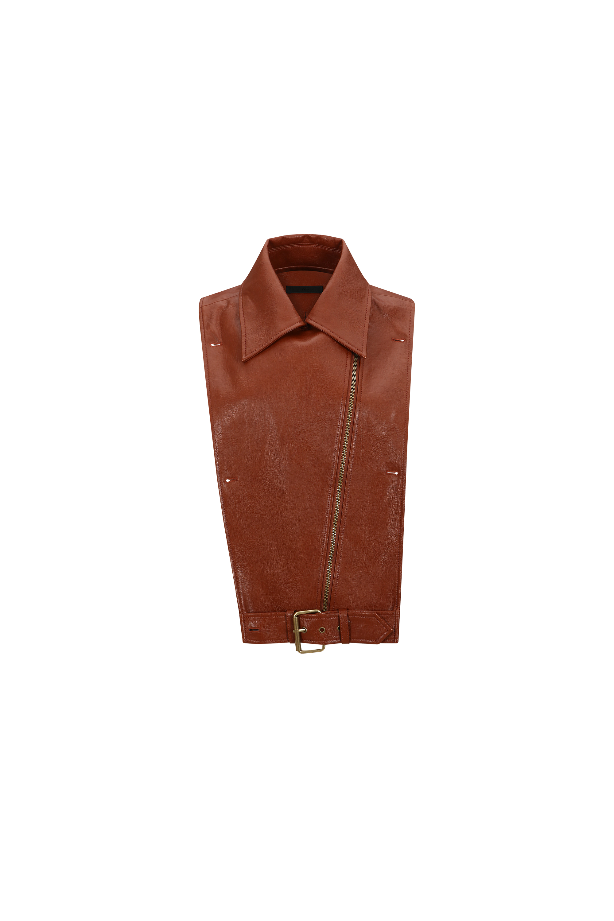 DOUBLE SNAP FAUX LEATHER JACKET (W26OT0191BK)