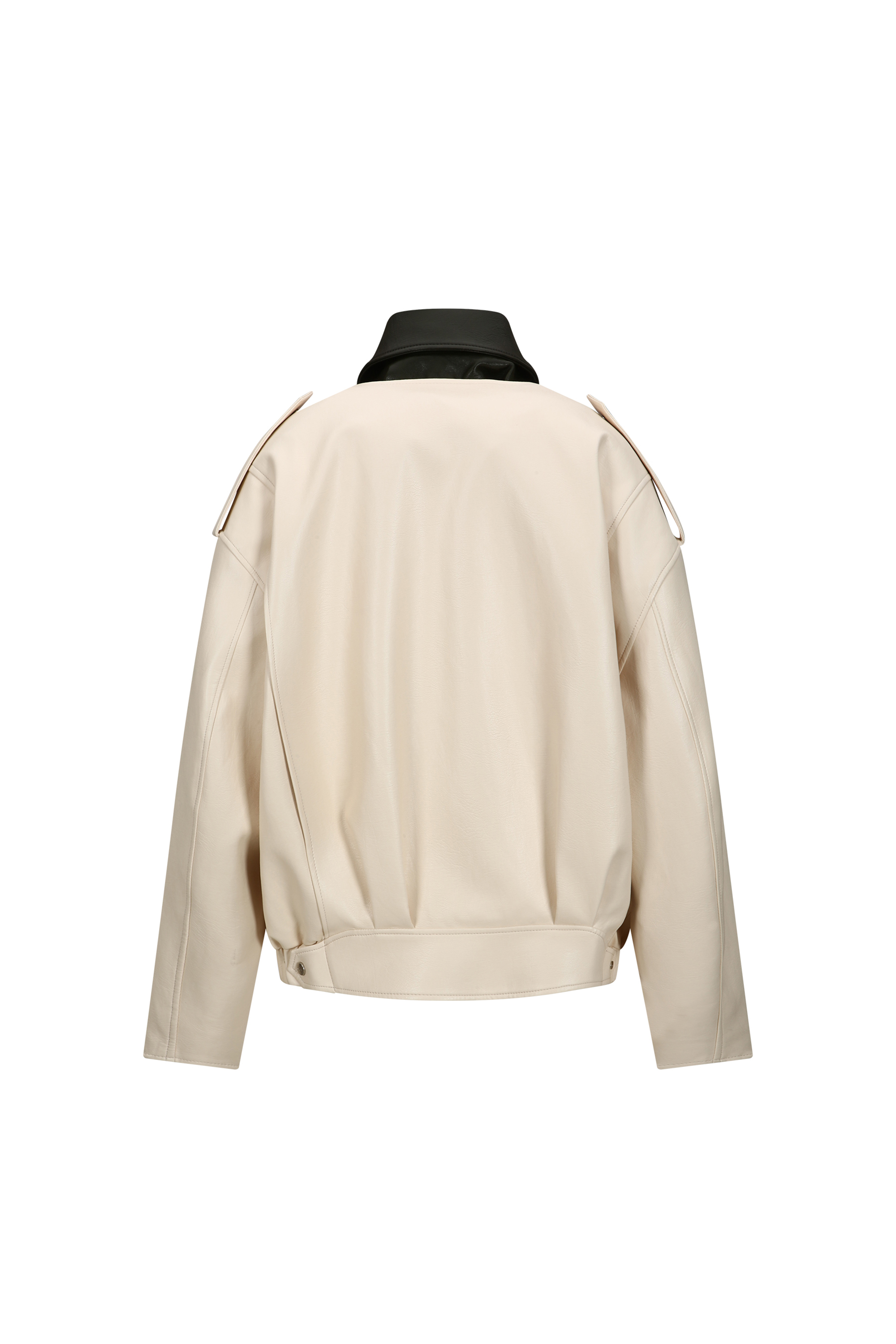 DOUBLE SNAP FAUX LEATHER JACKET (W26OT0191CR)