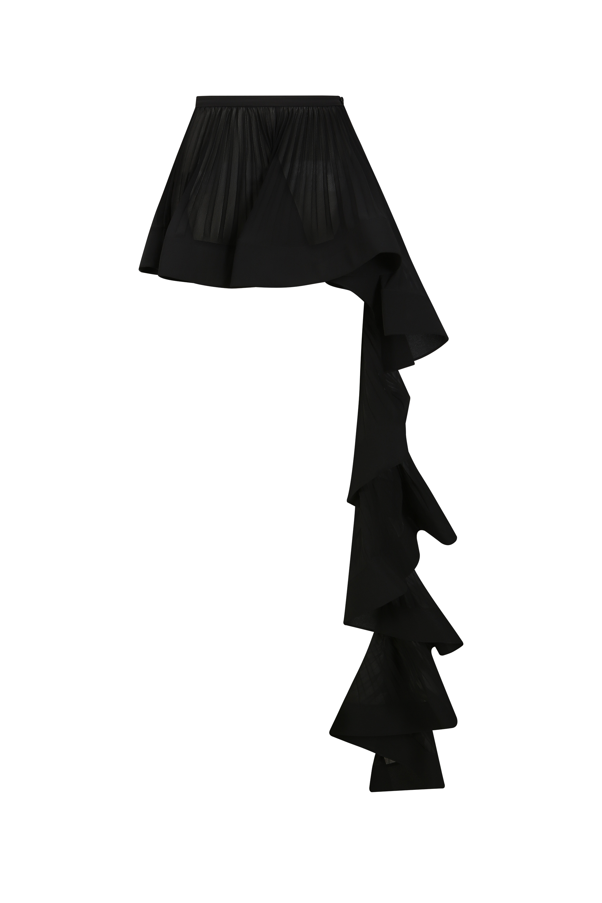 ACCORDION PLEATED RUFFLE SKIRT (W26SK6101BK)