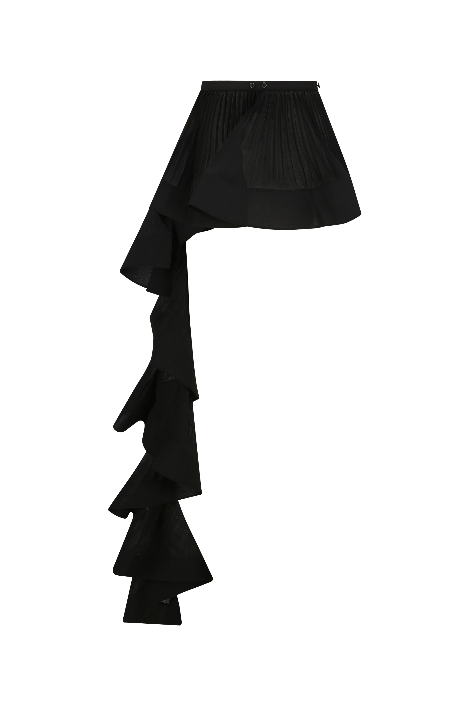 ACCORDION PLEATED RUFFLE SKIRT (W26SK6101BK)