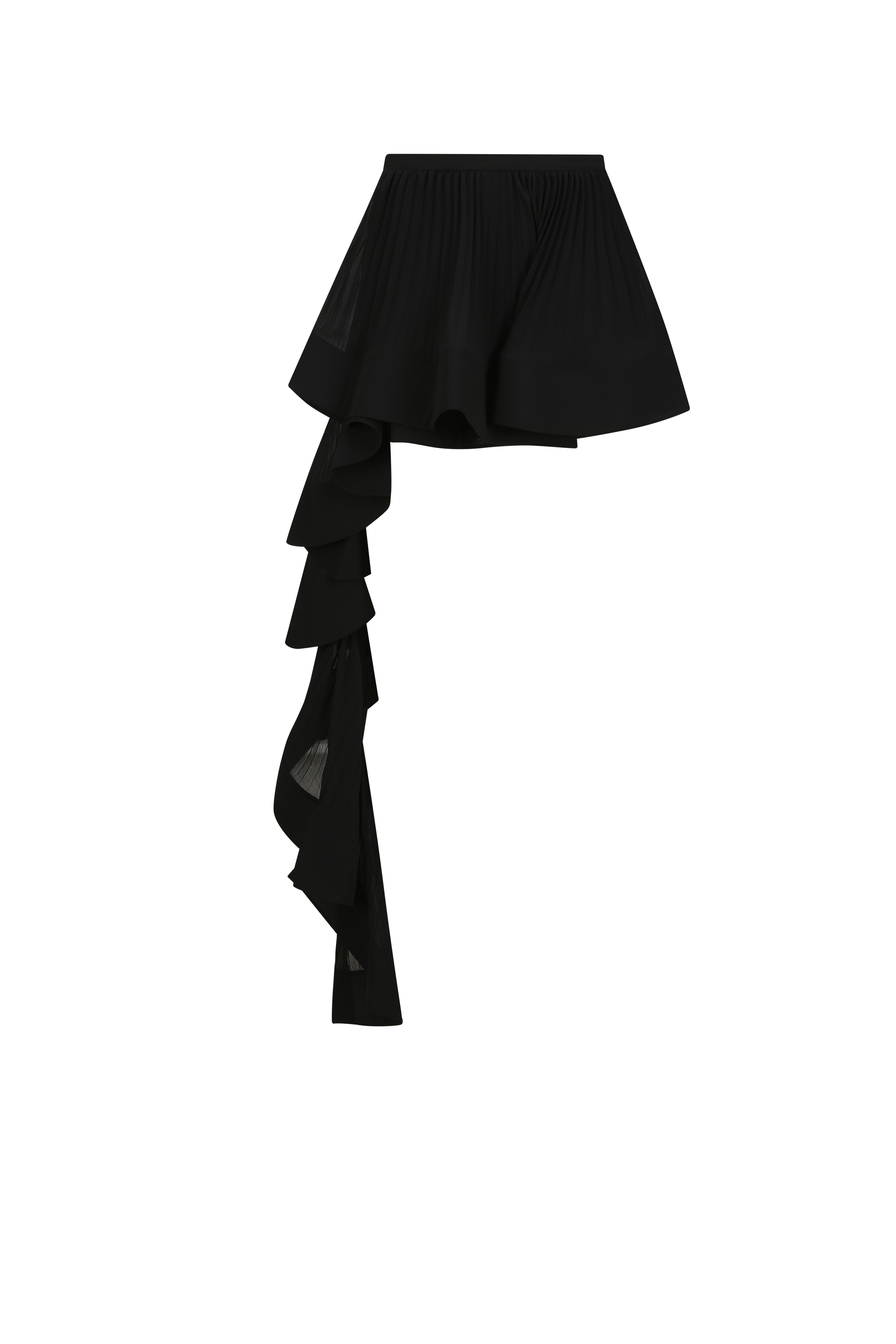 ACCORDION PLEATED RUFFLE SKIRT (W26SK6101BK)