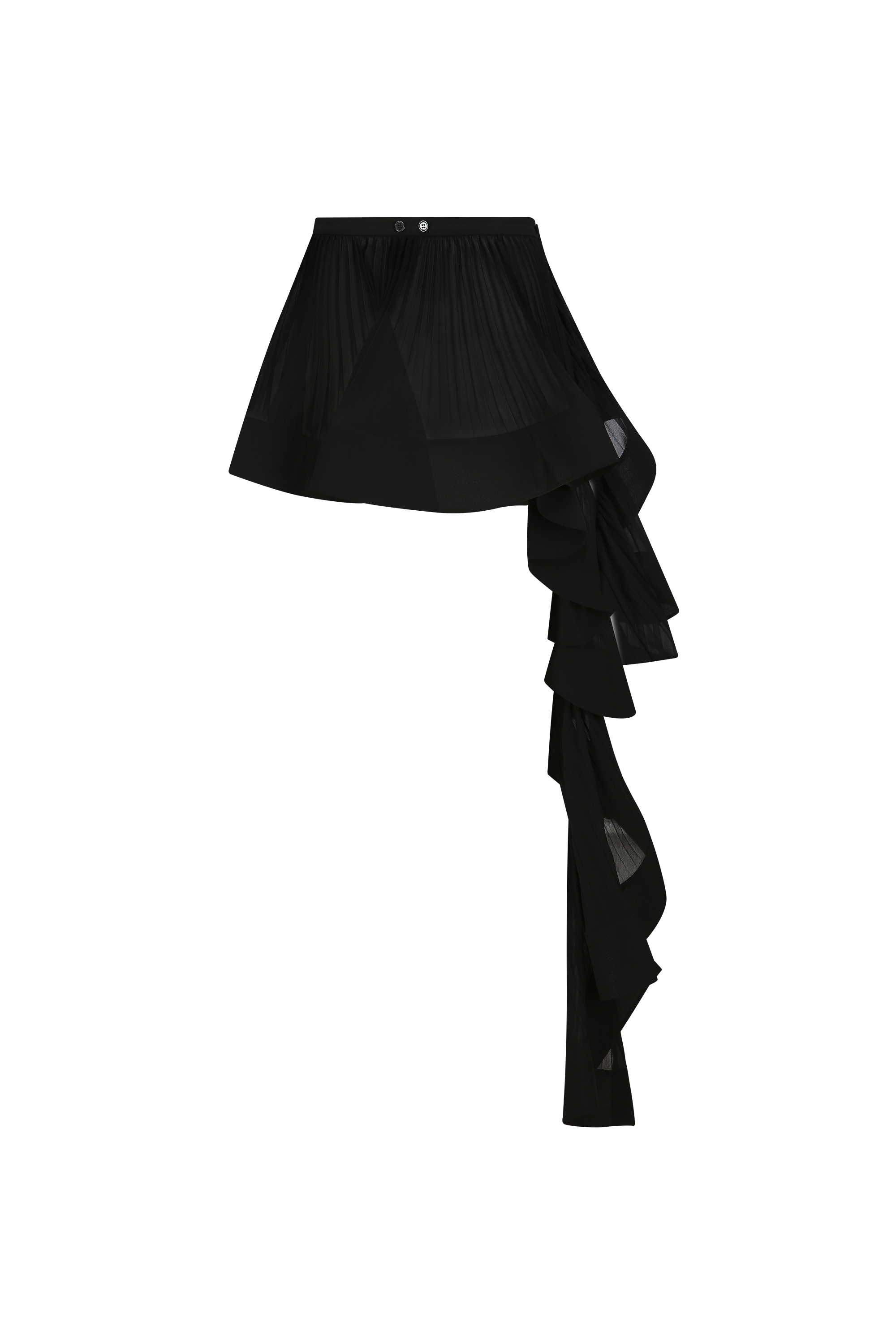 ACCORDION PLEATED RUFFLE SKIRT (W26SK6101BK)