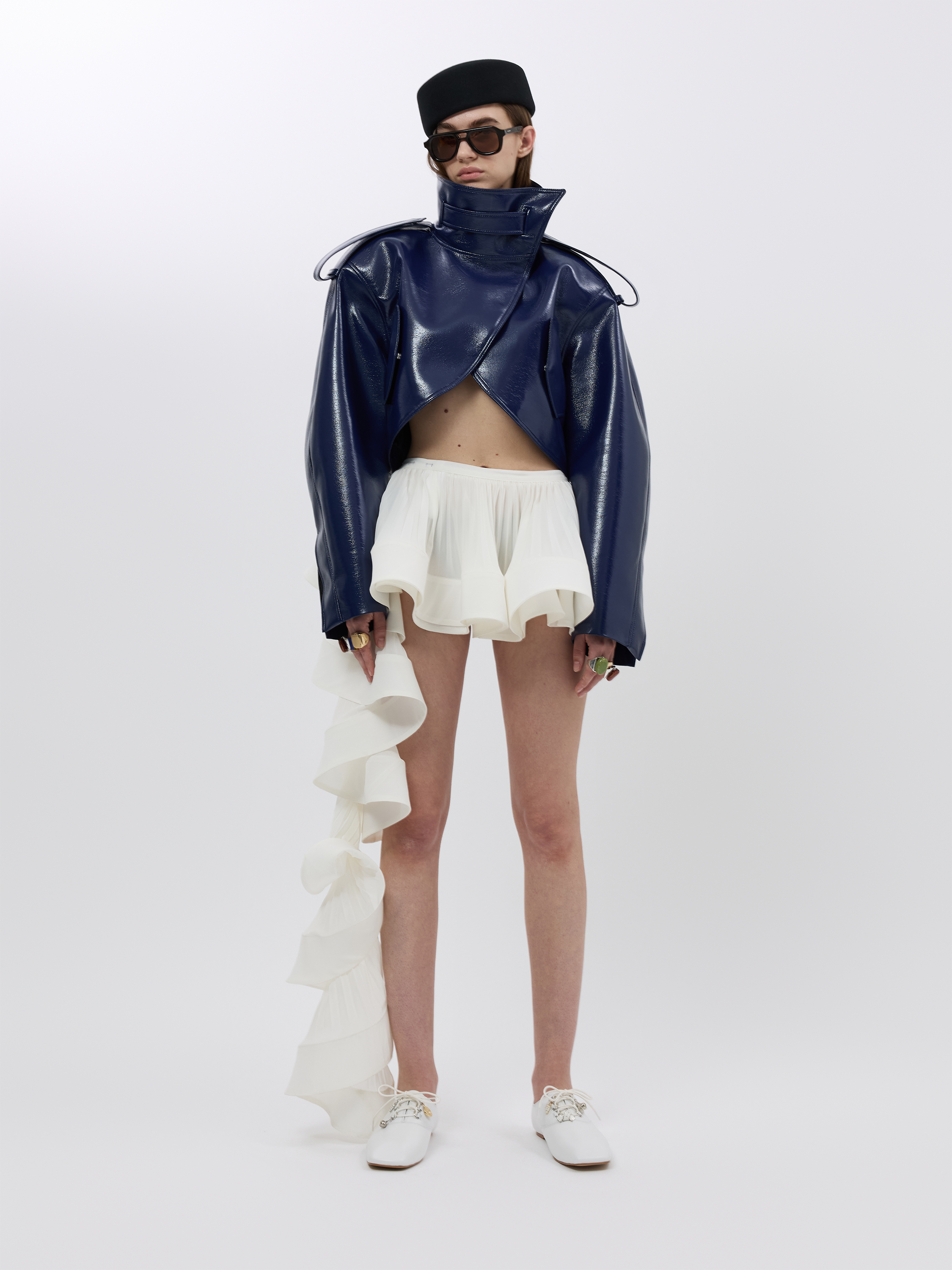 ACCORDION PLEATED RUFFLE SKIRT (W26SK6101IV)
