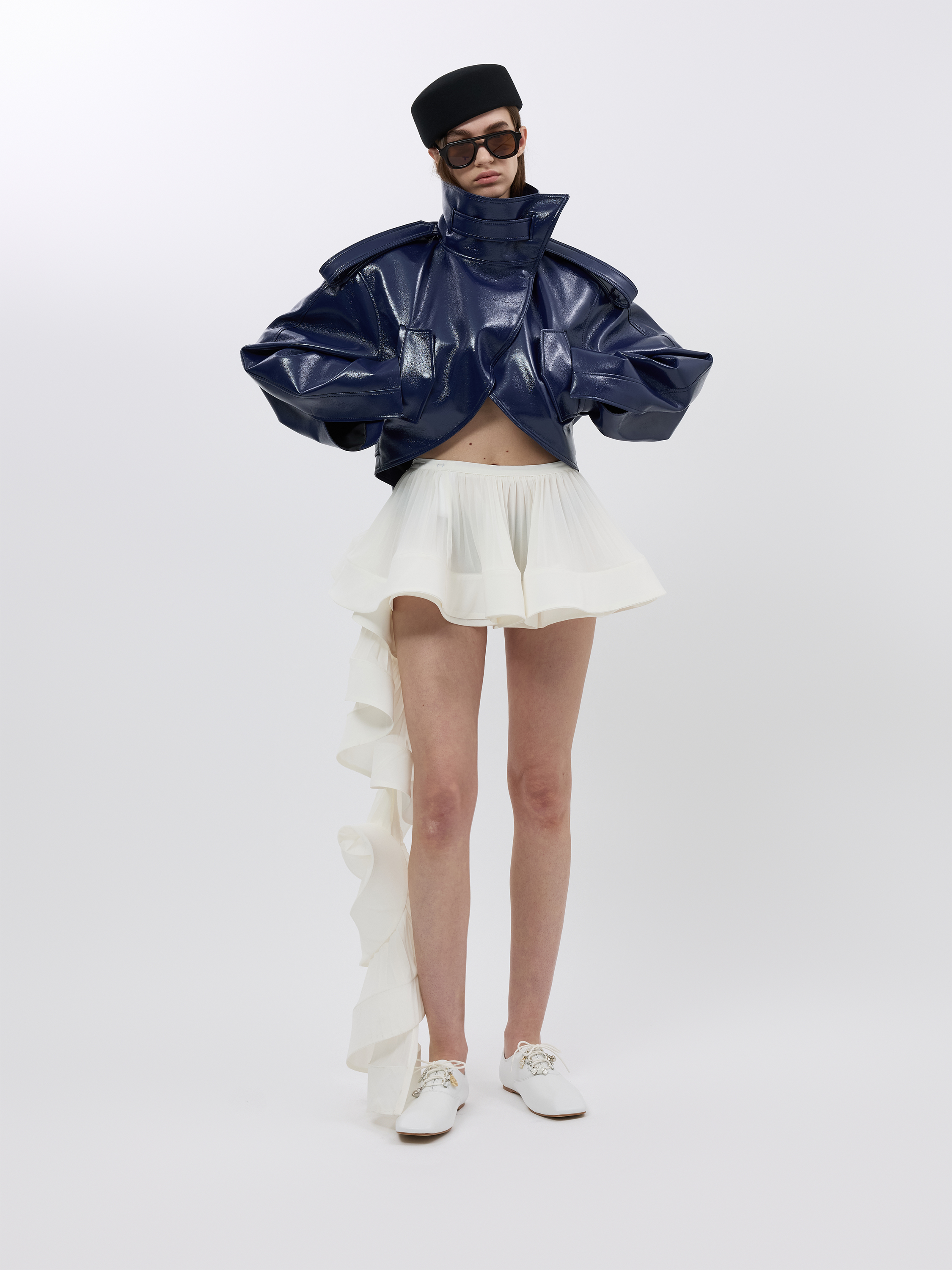 ACCORDION PLEATED RUFFLE SKIRT (W26SK6101IV)