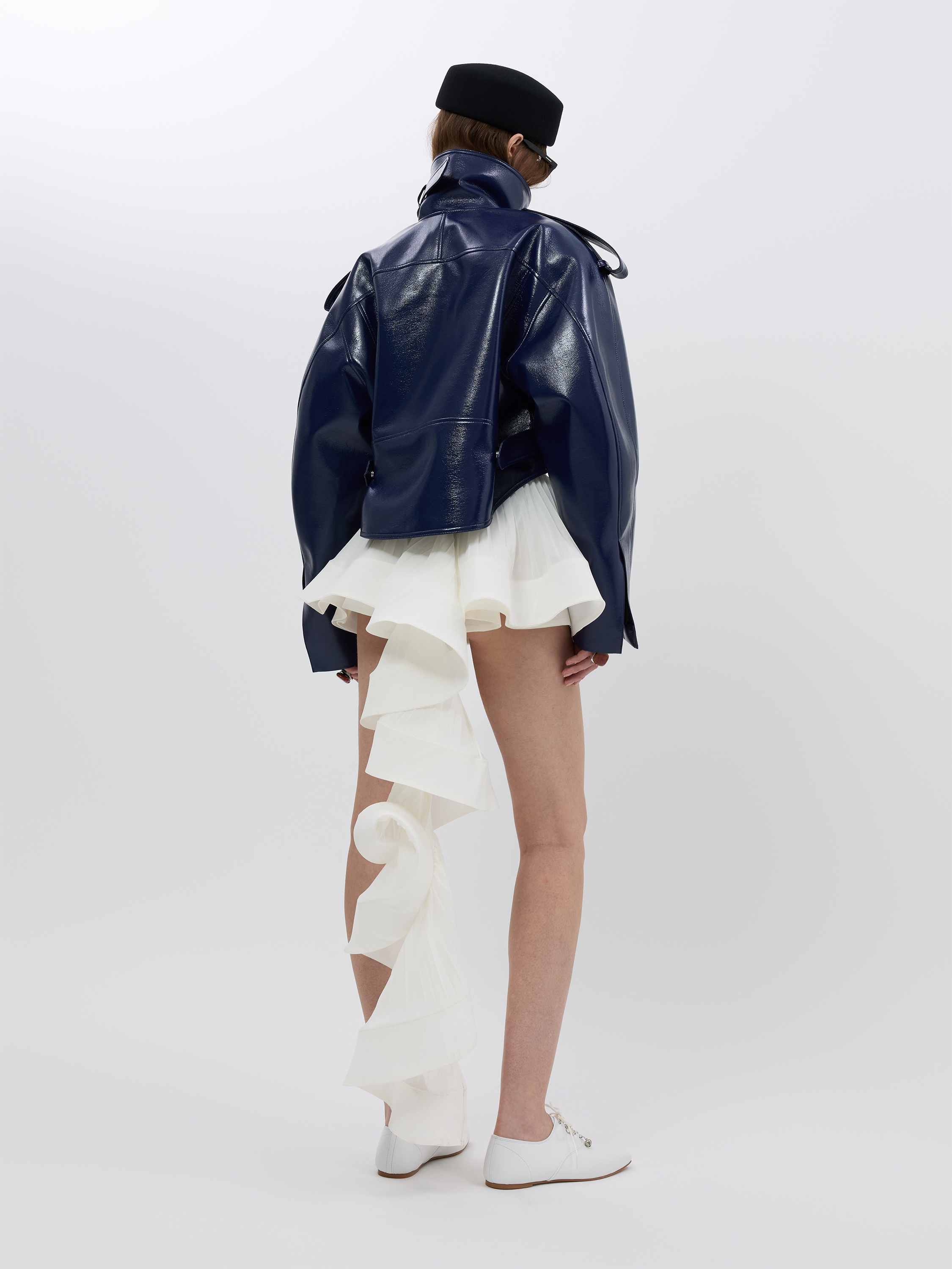 ACCORDION PLEATED RUFFLE SKIRT (W26SK6101IV)