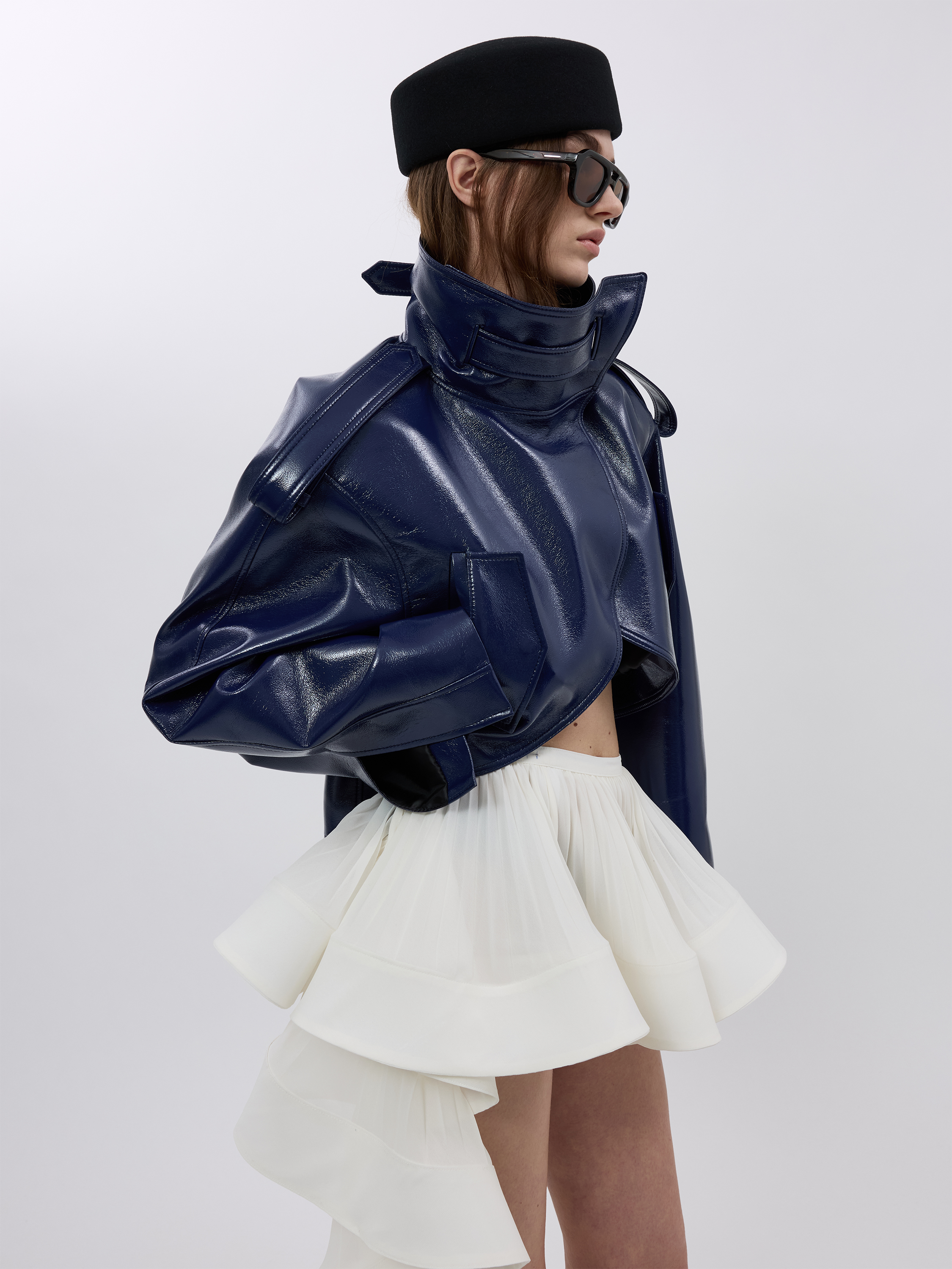 ACCORDION PLEATED RUFFLE SKIRT (W26SK6101IV)