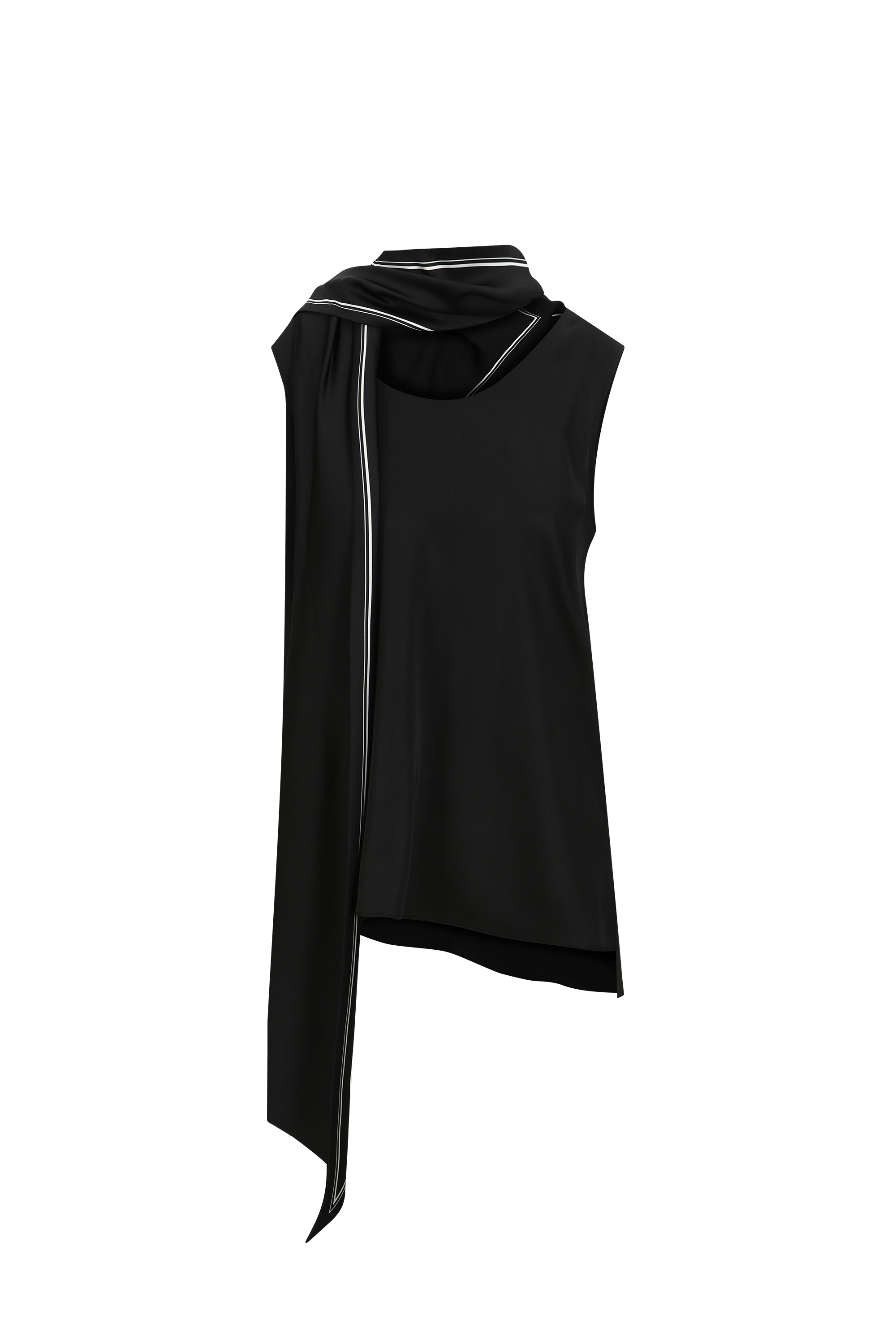SCARF DRAPED SLEEVELESS TOP (W26TO10021BK)