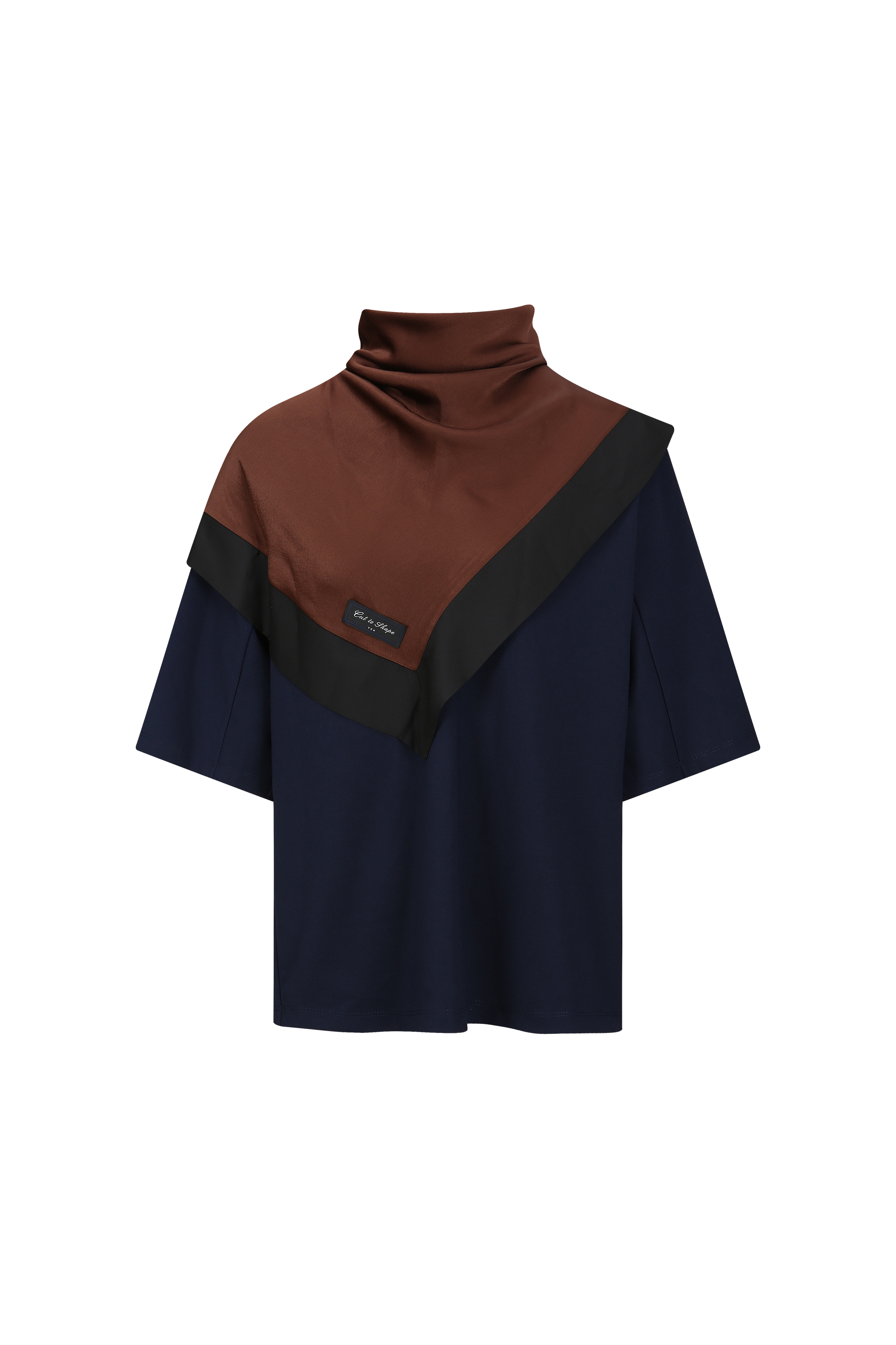 CONTRAST SCARF DRAPED TOP (W26TO10041NV)