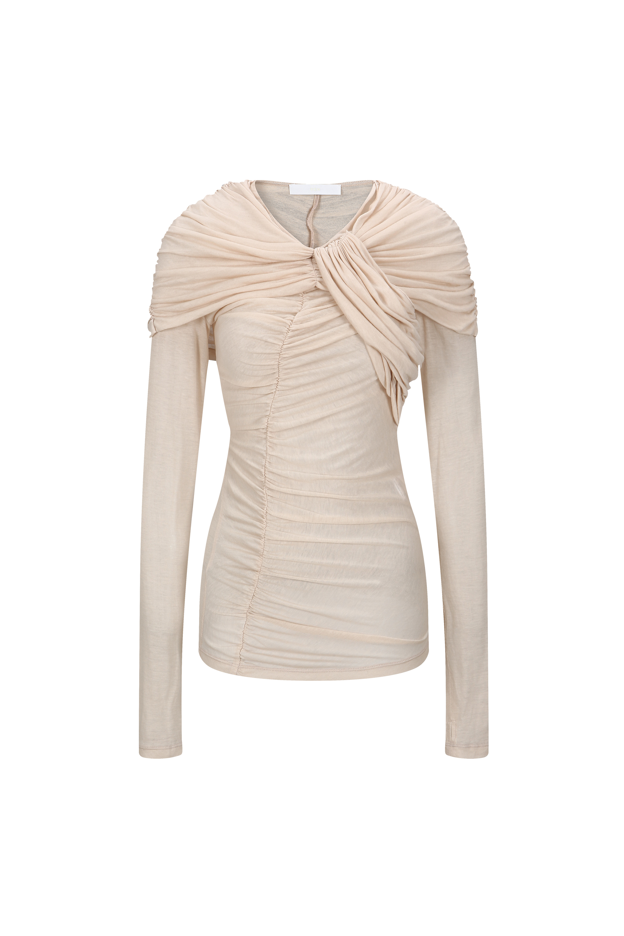 SHOULDER DRAPE RUCHED TOP (W26TS11051BE)