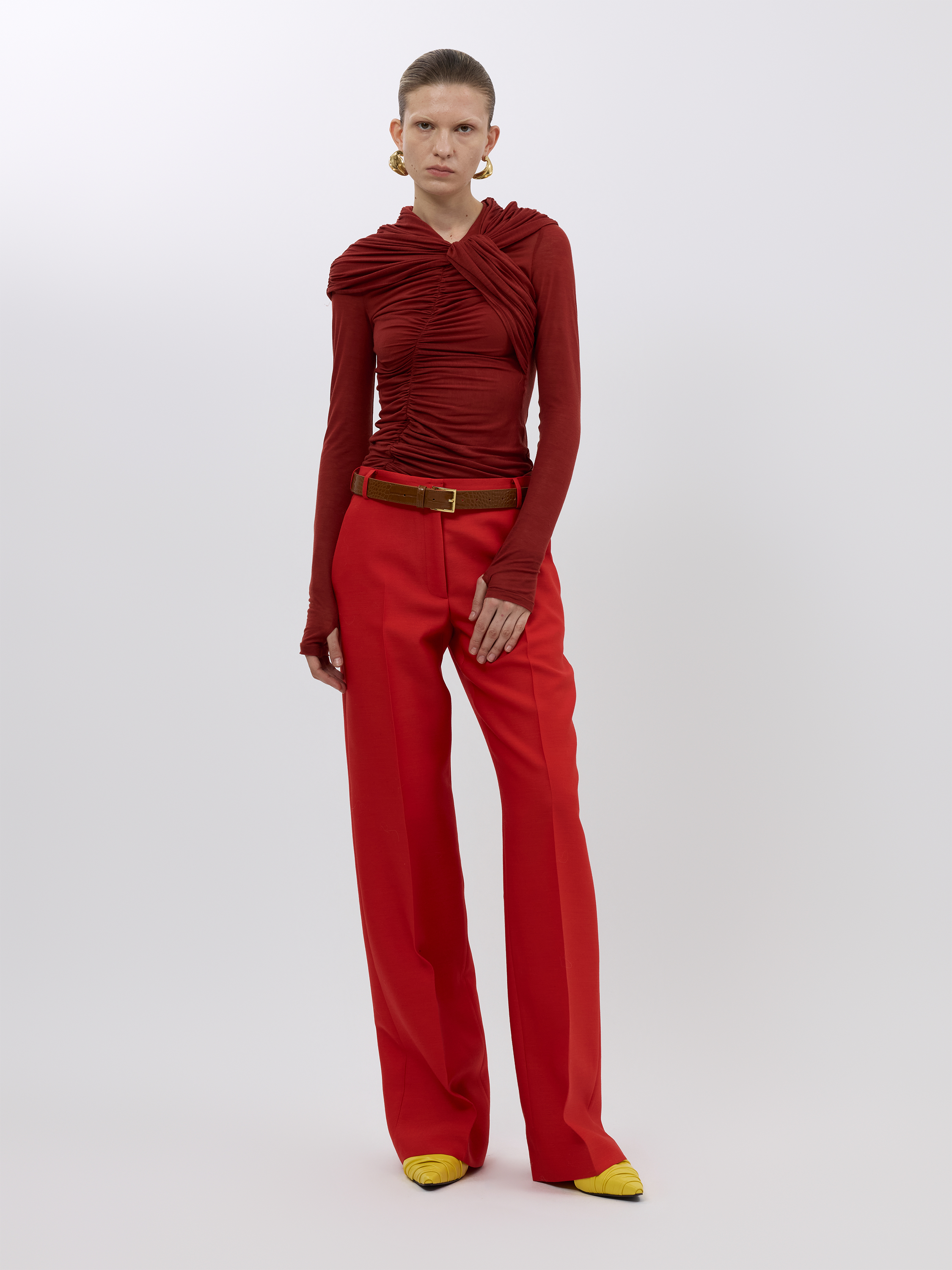 SHOULDER DRAPE RUCHED TOP (W26TS11051OR)